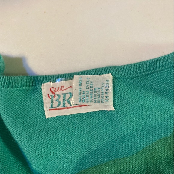 Vintage Sue Brett Teal shirt with bow in front Size 22 - Picture 7 of 7